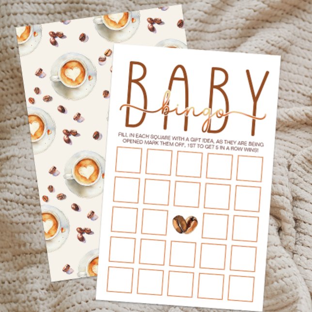 Café Baby shower à thème Baby Bingo Carte de jeu (Baby Bingo Card)