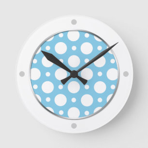Café Bleu Assorti Pois Horloge murale