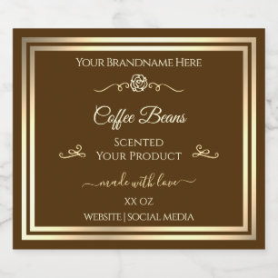 Café Brown Étiquette de produit Gold Frame Vintage