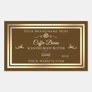 Café Brown Étiquette Gold Frame avec logo
