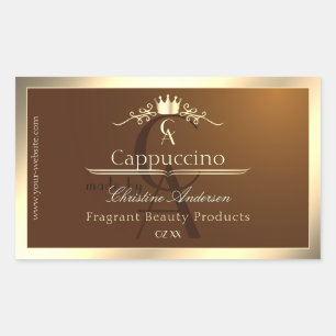 Café Brown Produit Étiquette Gold Frame et Monogra