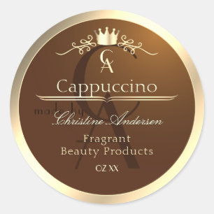 Café Brown Produit Étiquette Gold Frame et Monogra