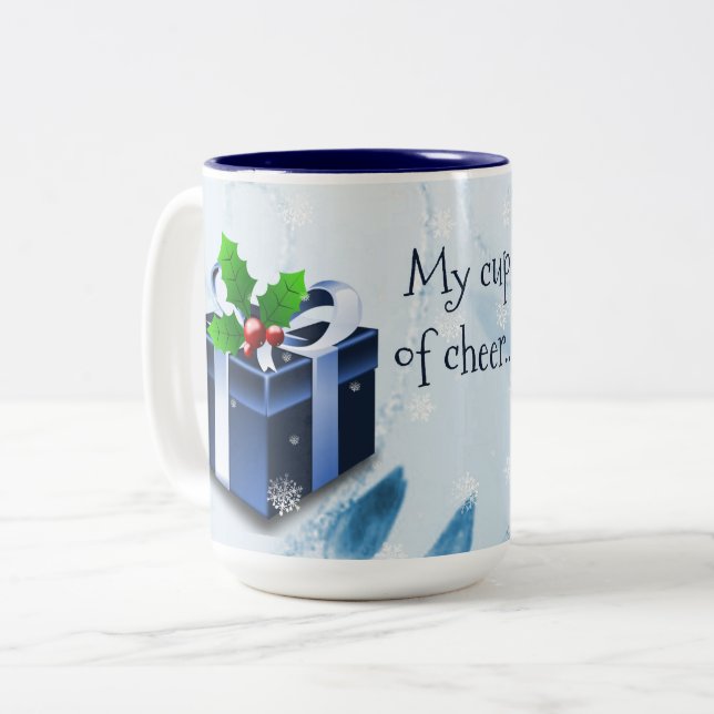 Café cadeau de Noël bleu Mug (Devant gauche)