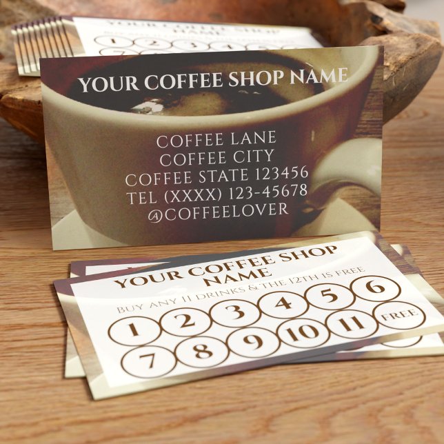 Café Café Business Cartes de fidélité (For coffee shops and cafes. Just add your business name and address)