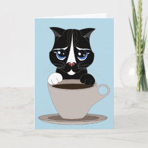 CAFÉ CAT ART CARTE D'ANNIVERSAIRE