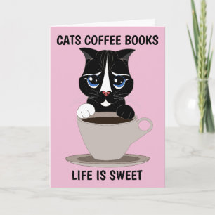 CAFÉ CAT ART CARTE DE SALUT, TOUTE OCCASION BLANC
