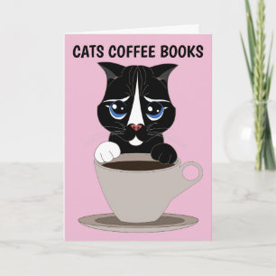 CAFÉ CAT ART CARTE DE SALUT, TOUTE OCCASION BLANC