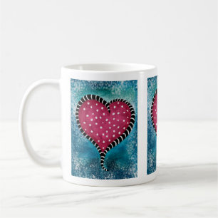 Café Coeur Mug rose Bleu Noir mou