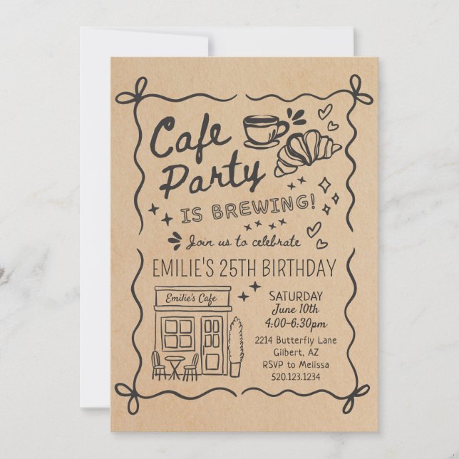 Cafe Coffee Party Birthday Invitation (Devant)