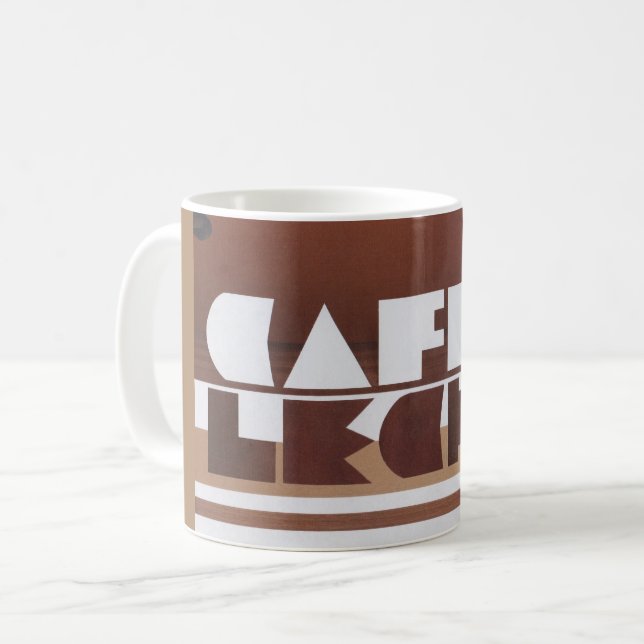 CAFE CON LECHE Café Lait Tan Rim Coffee Mug (Devant gauche)