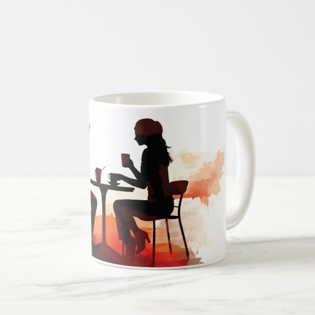 Café, Conversation et amour | Une Mug romantique (Devant droit)