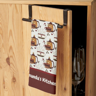 Café Coupe & Pot Motif Serviette de cuisine