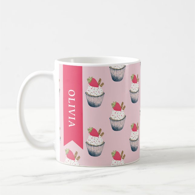 Café Cupcake Personnalisé Mug - Cute Dessert Lov (Gauche)