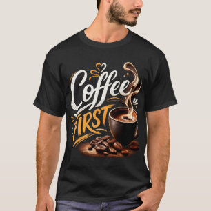 Café d'abord T-shirt drôle pour amateur de café