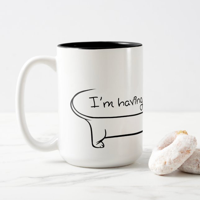 Café Dachshund Mug à deux tons (Avec donut)