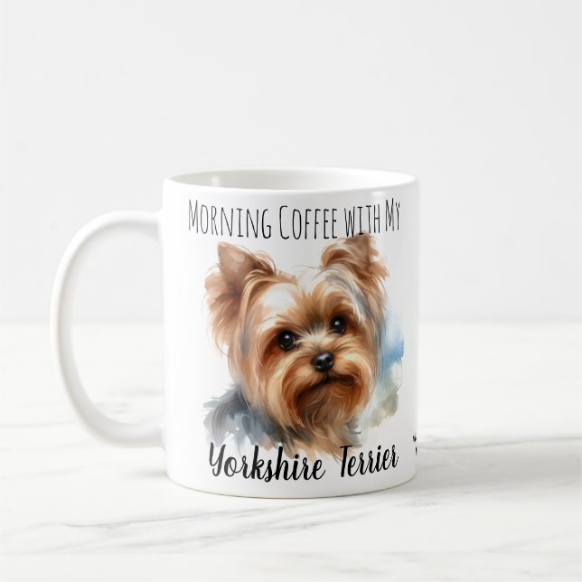 Café du matin avec Yorkshire Terrier Cute Mug (Gauche)