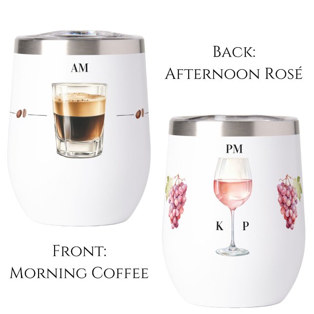 Café du matin Soirée Rosé Vin Temps Tumbler (morning coffee afternoon rosé wine tumbler)