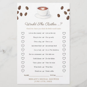 Café Elle Plairait Game Card Wedding shower