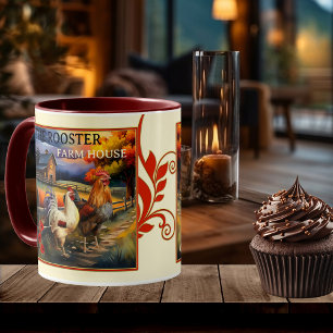 Café et baisers Rooster Farm House Mug