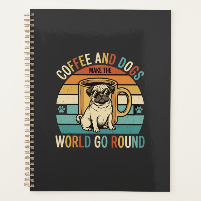 Café et chiens Pug rétro amateur (Devant)