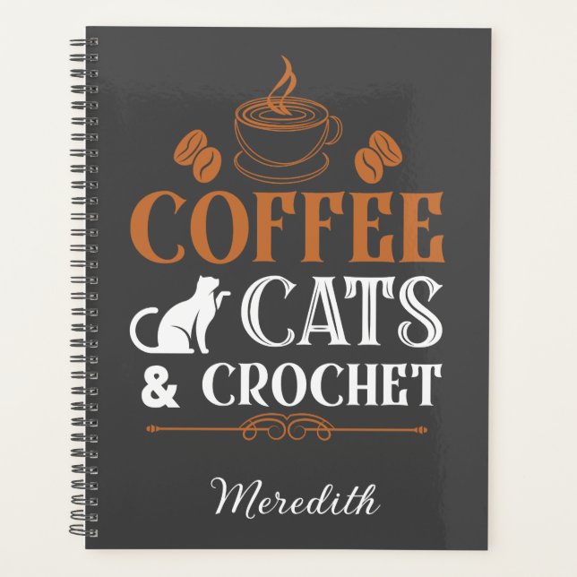 Café et Crochet Spiral Planner (Devant)
