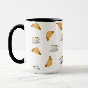 Café et Croissant Motif Mug