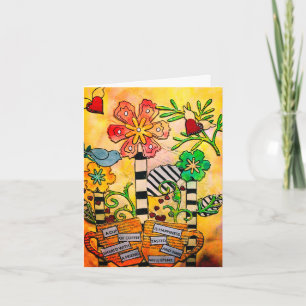 Café et Fleurs Whimsical Carte de voeux