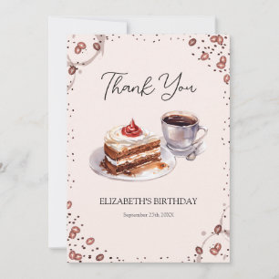 Café et gâteaux Carte de remerciements d'anniversa