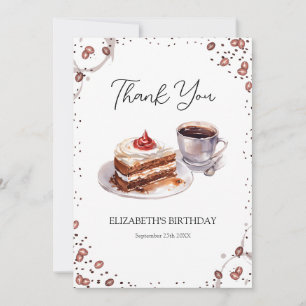 Café et gâteaux Carte de remerciements d'anniversa