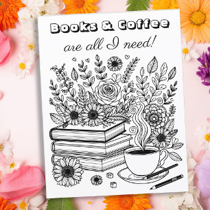 Café et livres Page Couleur adulte