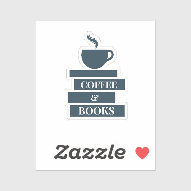 Café et livres Sticker (Feuille)