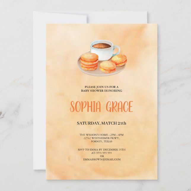 café et macarons babyshower Invitation (Devant)