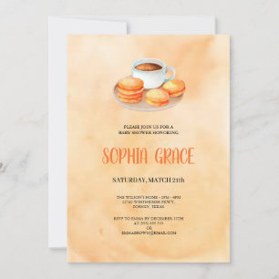 café et macarons babyshower Invitation