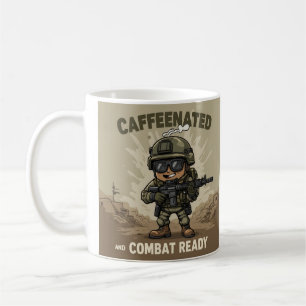 Café et prêt au combat - Mug de café patriotique
