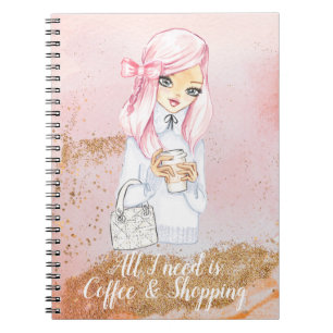 café et shopping Spiral Photo Carnet fille