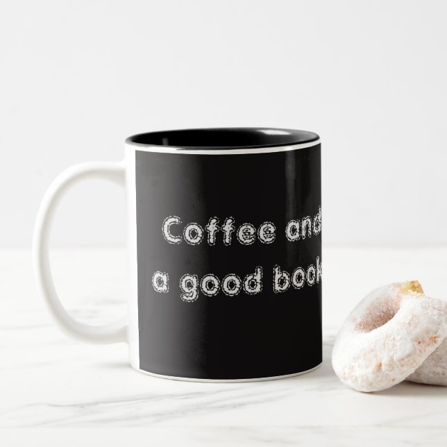Café et un bon livre Citation Mug (Avec donut)