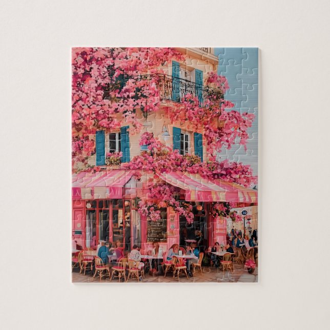 Café Fleur Rose Puzzle – Paradis en Fleurs en Rose (Vertical)