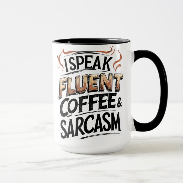 Café Fluent & Sarcasme - Mug de café amusant (Droite)
