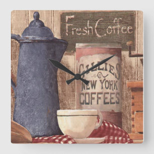 Café frais vintage New York Horloge d'impression