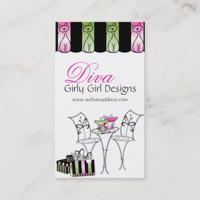 Café Français Girly Girly Diva Carte de visite (Devant)