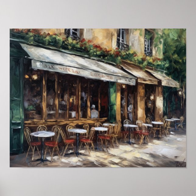 Café français Peinture Paysage Art Imprimer Poster (Devant)