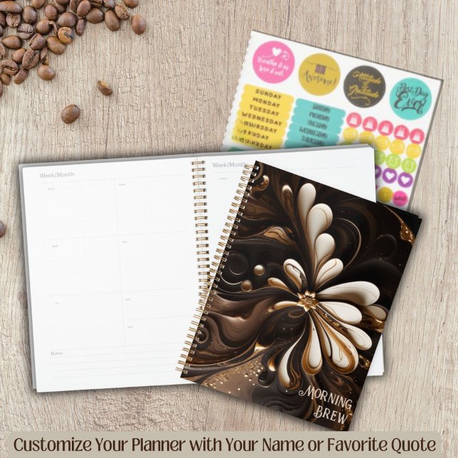 Café inspiré Mocha et le Journal de la crème (Coffee Inspired Planner with Stickers for Coffee Lovers or Modern Executives)