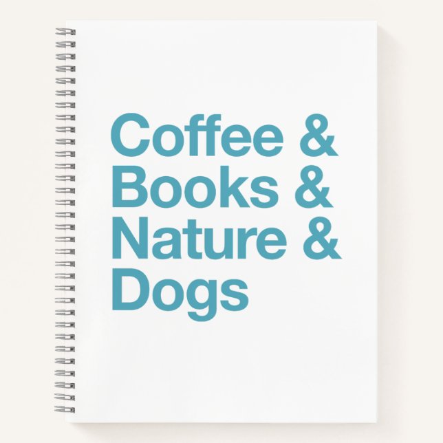 Café & Livres & Nature & Chiens Carnet (Bleu) (Devant)