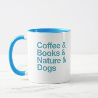Café & Livres & Nature & Chiens Mug (Bleu)