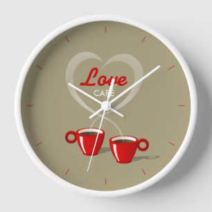 Café Love Café Horloge murale personnalisée