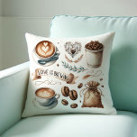 Café Maison à thème oreillers à thème<br><div class="desc">Ajoutez une touche cosy à votre maison ou événement avec notre oreiller à thème de café, avec la phrase charmante "L'amour brasse" à côté de l'art de la maison de café illustrée. Parfait pour les amateurs de café, ce coussin apporte chaleur et style à tout espace. Qu'il s'agisse d'un cadeau...</div>