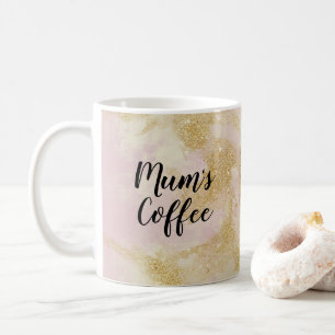 Café maman rose et parties scintillant or tasse