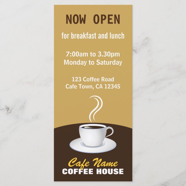 Café Menu Boutique Cartes en rack beige et Brown (Devant)