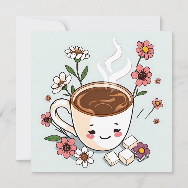 Café mignon et fleurs Whimsical (Devant)