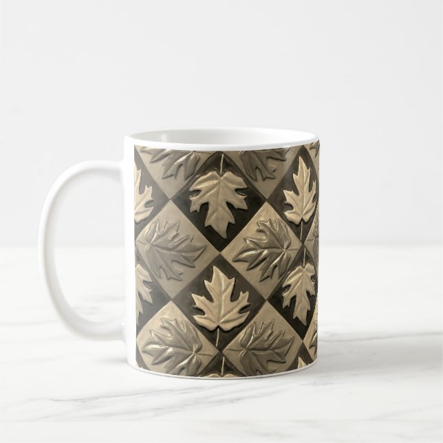 Café Mug avec Sepia Maple leaf Design (Gauche)